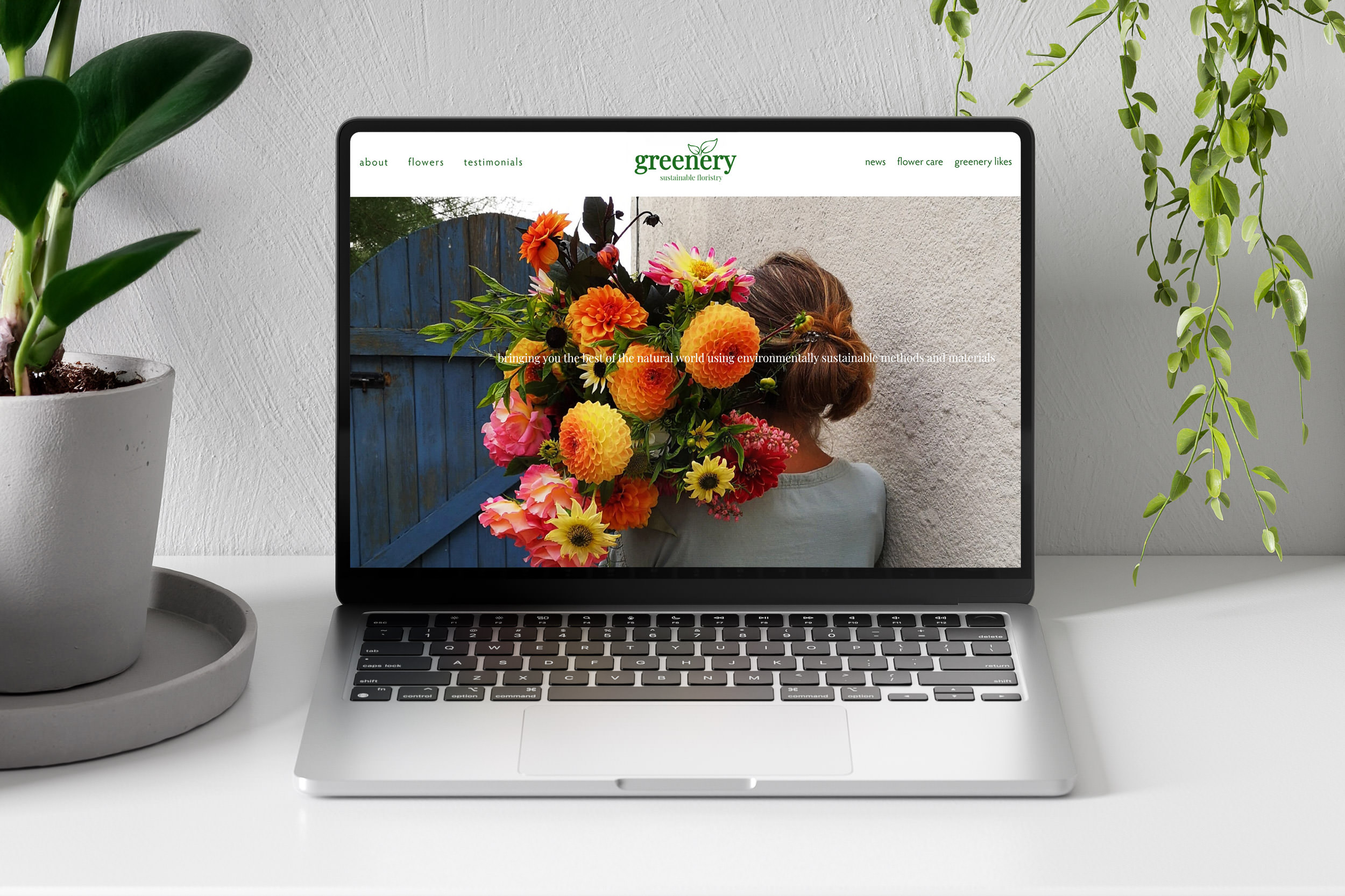 Greenery website homepage - BEFORE