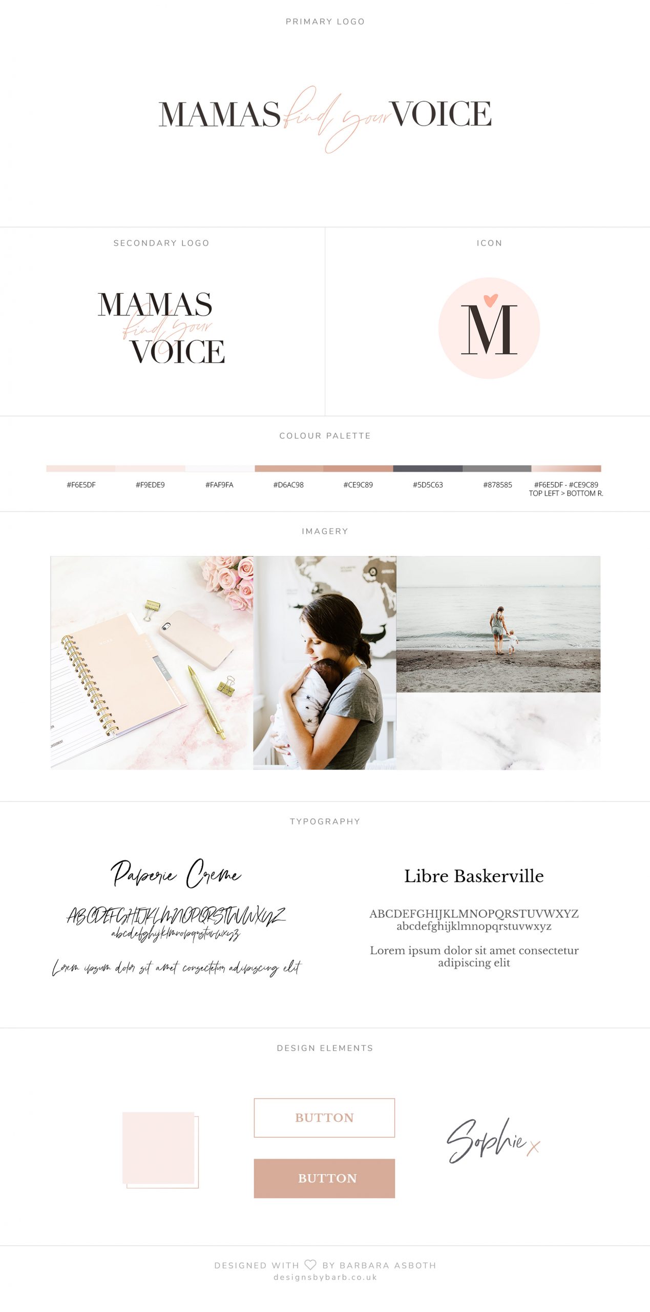 Mamas Find Your Voice brand master sheet